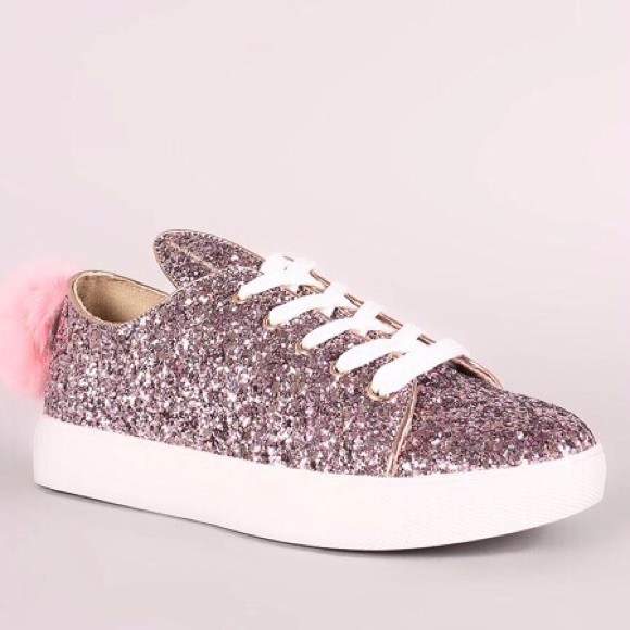 Women pink glitter bunny sneakers - Picture 4 of 9
